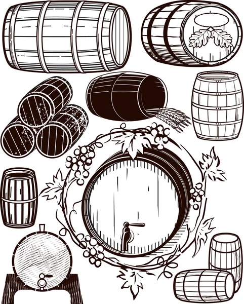 Barrel Collection — Stock Illustration Barrel Collection Vector Graphics