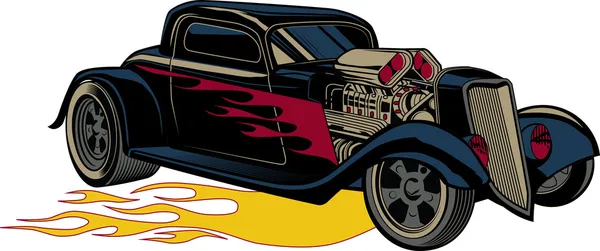 Fiery Custom Street Rod — Stock Vector