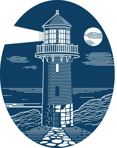 Lighthouse Oval - Stok Vektor