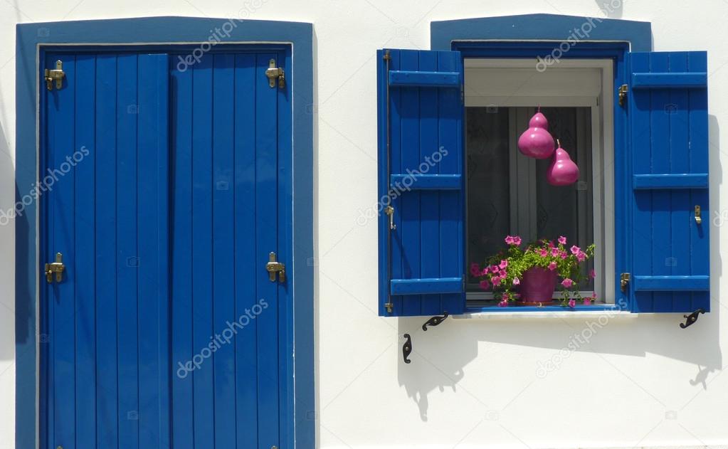 Blue Greek Doors and window