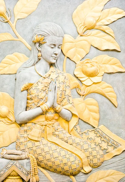 タイの女性の壁画 ストック画像