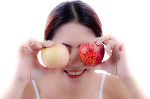 Beautiful woman and apple — Stock Photo, Image