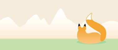 Tilki uyuyor, uzay şablonunu kopyala. Düz vektör stok çizimi. Kitap kahramanına mesaj var. Tilki gibi. Üst üste bindirme şablonu. Küçük Prens kitabı için bir illüstrasyon.