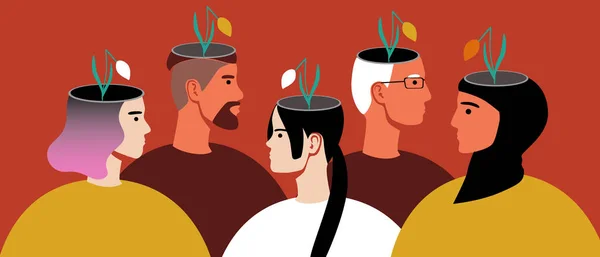 Üzgün İnsanlar Akıl Sağlığı, Çiçek Kırığı, Kişisel Yardım Grubu, Zihinsel Sorunlarla Sabit Vektör İllüstrasyonu Üzücü Kavram