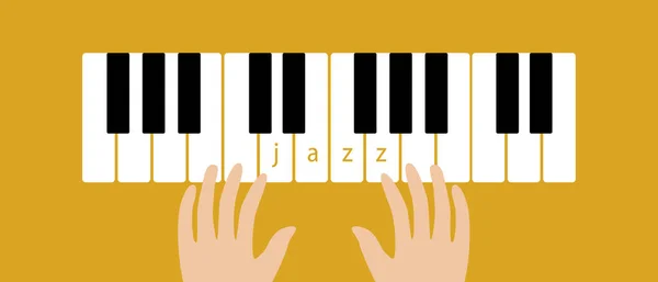 Jazzman Hands Piano Keys Flat Vector Stock Illustration Piano Music — Stock Vector