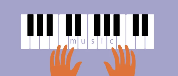 Hands Piano Keys Flat Vector Stock Illustration Mit Klaviermusik Und lizenzfreie Stockillustrationen