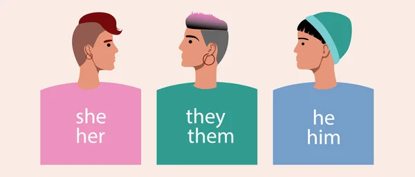 Diferentes personas, pronombres he, she, they, Flat vector stock ...