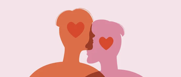 실루엣 일러스트 발렌타인데 로맨스 Lgbtq 관계의 개념입니다 동성애자들의 고립된 — 스톡 벡터