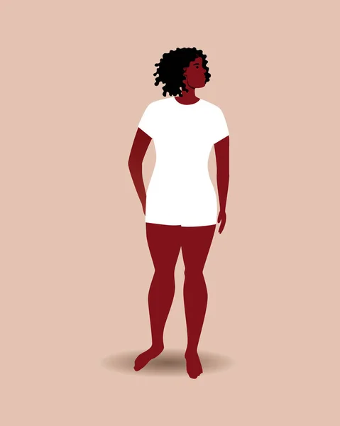 Mujer Joven Africana Para Diseño Ilustración Vector Plano Mujer Moderna — Vector de stock