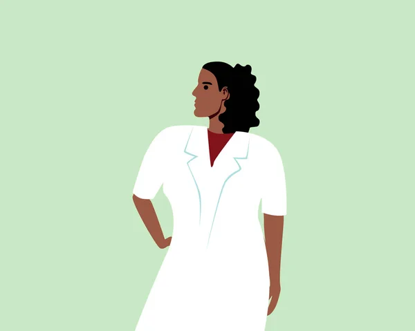 Female Nurse Doctor White Coat Medical Worker Isolated Flat Vector — Stock Vector
