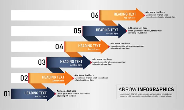 Strzałka Schody Infografika Szablon Infograficzny Biznesu Strzałka Infografika Opcji Liczb — Wektor stockowy
