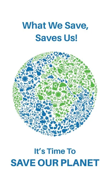 Our Planet What Saves Time Our Planet Earth Zero Waste — Vettoriale Stock
