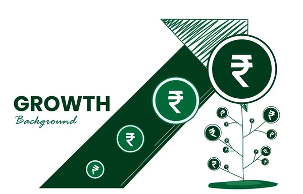 Geld Wachstum Konzept Indische Rupie Wächst Auf Pflanze Mit Wachstumspfeil — Stockvektor