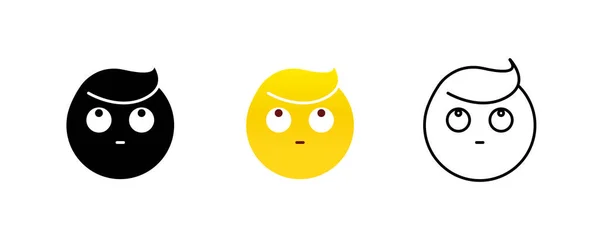 Ögonen Upp Och Olyckliga Emoji Emoticon Vektor Ikon Set Spara — Stock vektor