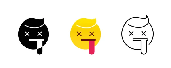 Lengua Apagada Emoji Muerto Emoticon Vector Icono Conjunto Guardar Vector — Vector de stock