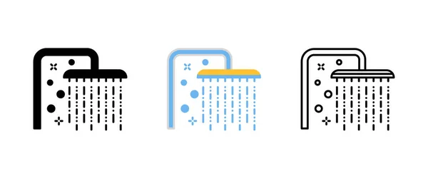 Głowica Prysznicowa Woda Płynąca Zestaw Ikon Wektorowych Głowicy Prysznicowej Zapisz — Wektor stockowy
