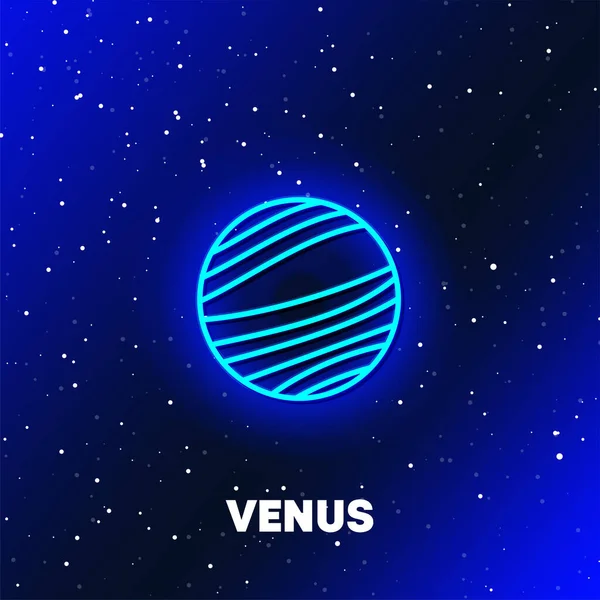 Venus Planet Neon Icon Design Space Planets Universe Concept Web — Stock Vector