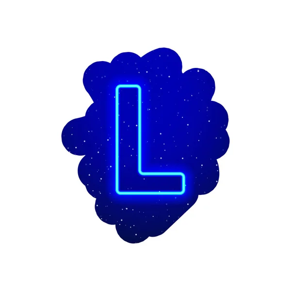 Led Kék Világító Neon Betűtípus Reális Neonrobbanás Betű Éjszakai Show — Stock Vector