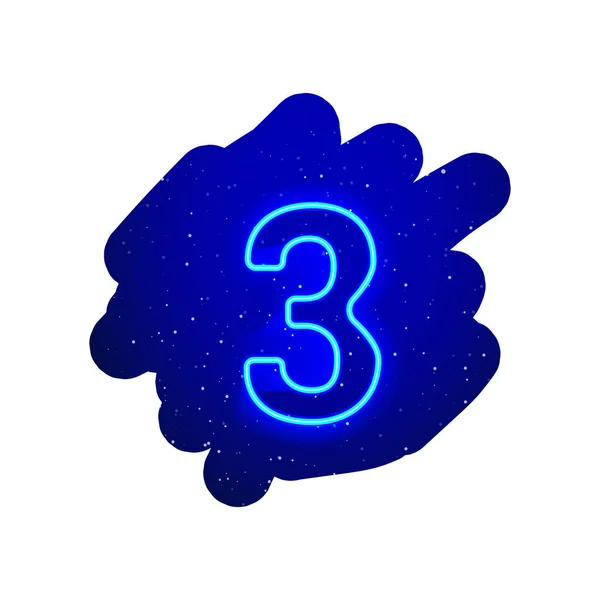 Tipo Número Néon Brilho Azul Led Explosão Néon Realista Espectáculo —  Vetores de Stock