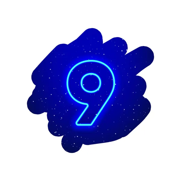 Tipo Número Néon Brilho Azul Led Explosão Néon Realista Espectáculo — Vetor de Stock