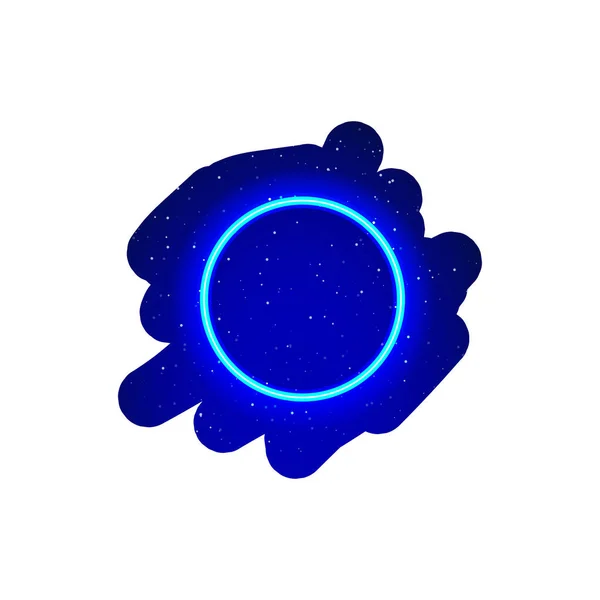 Led Kék Világító Neon Kerek Alakú Ikon Reális Neon Kerek — Stock Vector
