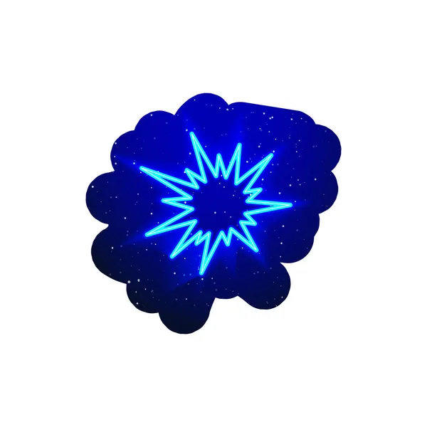 Nagy Bumm Ikon Típus Led Kék Ragyogással Reális Neonrobbanás Neon — Stock Vector
