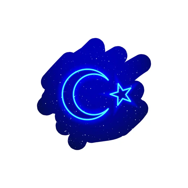 Led Blue Glow Neon Turkish Flag Icon Type Realistic Neon — Stock Vector