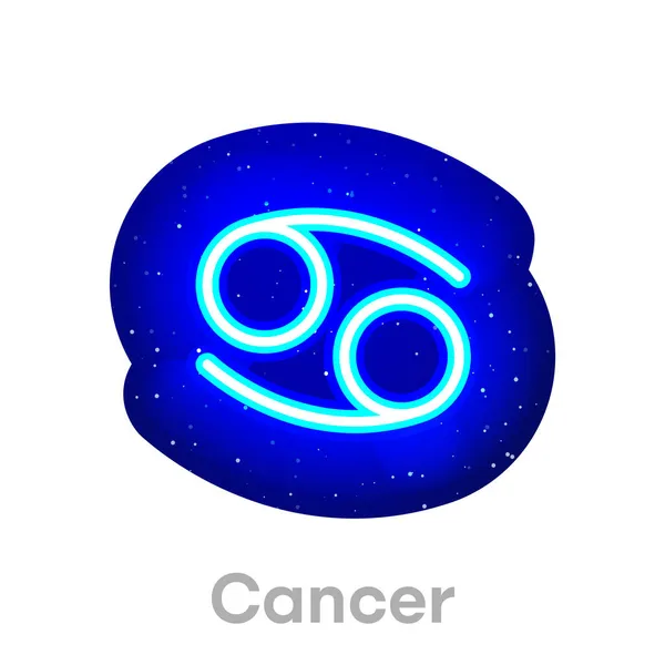 Neon Blue Cancer Zodiac Icon Space Realistic Neon Horoscope Icon — Stock Vector