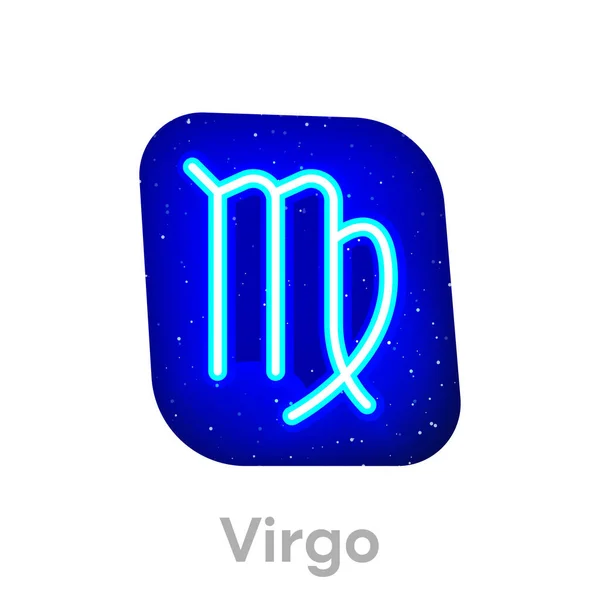 Neon Blue Virgo Zodiac Icon Space Realistic Neon Horoscope Icon — Stock Vector