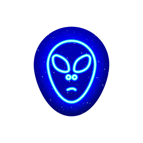 Ligne Icône Tête Extraterrestre Bleu Néon Bleu Nuit Grand Alien — Image vectorielle