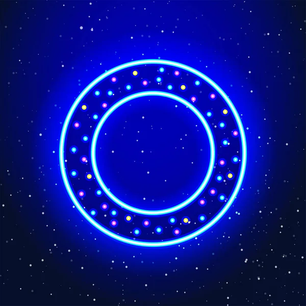 Star Icon Design Space Neon Spotlight Futuristic Circle Design Galaxy — Stock Vector