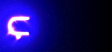 Süper parlak neon yazı tipi Türk harfleri mavi renkte. Gerçekçi neon patlaması. Yıldızlar arasında gece şovunun harf alfabesi. Vektör illüstrasyon büyük harf tipi. Mavi Arkaplanda İzole Edilmiş.