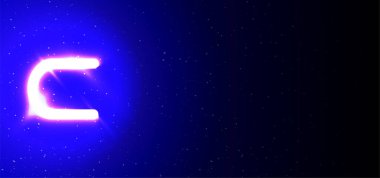 Süper parlak neon C harfi mavi renkte. Gerçekçi neon patlaması. Yıldızlar arasında gece şovunun C harfli alfabesi. Vektör illüstrasyon büyük harf tipi. Metin Boşluğu Olan Mavi Arkaplanda İzole Edilmiş.