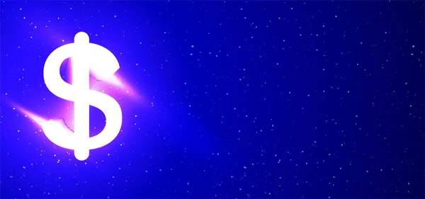 Super Glödande Neon Dollar Tecken Bokstav Blå Färg Realistisk Neonvaluta — Stock vektor