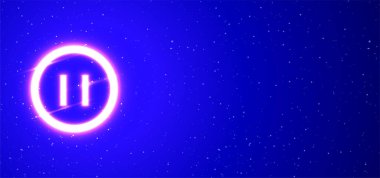 Özel stop düğmesi koleksiyonu. Benzersiz süper parlak neon kırılma video işareti vektörünü yükle. Işık patlaması. Tasarım elementi lineer stop neon simgesi. Her gece harika bir reklam. Boş boşluklu pankart.