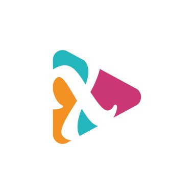 X harfli logo şablonu, düz stil renkli logolar. İlk X. soyut renk vektörü ve şirket kimlik logosuyla simge çal.