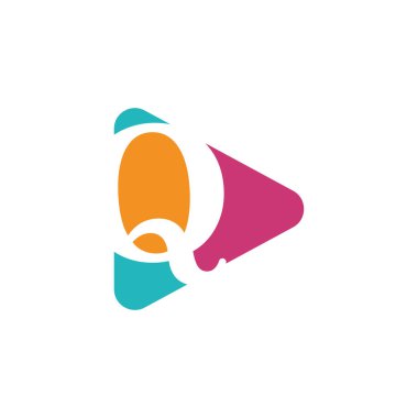 Q harfli logo şablonu, düz stil renkli logolar. Q. soyut vektör ve şirket kimlik logosu ile simge çal.