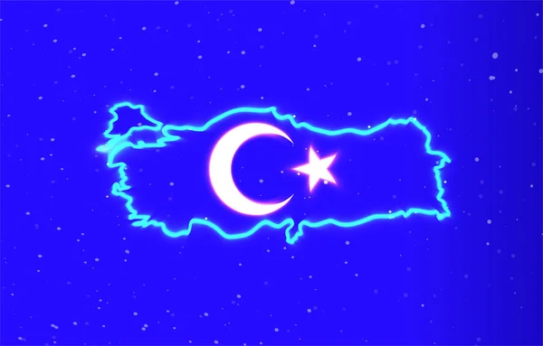Bendera Turki Neon Koleksi Pribadi Dengan Peta Turki Unduh Vektor - Stok Vektor