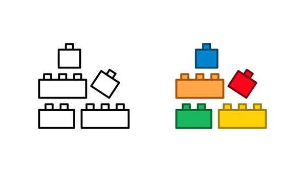 Interlocking Brick Block Cubes Baby Toy Icon Special Collection Colorful — Archivo Imágenes Vectoriales