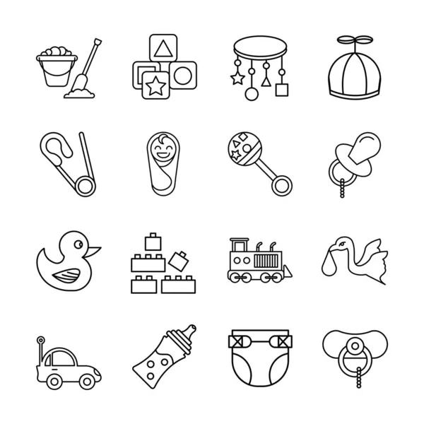 Baby Icon Set Special Collection Linear Icon Set Baby Toys — 图库矢量图片