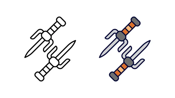 Ninja Throwing Dagger Colorful Knife Icon Set Hand Held Knife — Wektor stockowy
