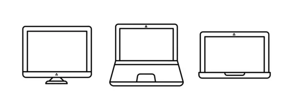 Desktop Computer Und Laptop Icon Set Moderne Einfache Computer Sammlung — Stockvektor