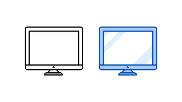 Desktop Computer Icoon Set Moderne Eenvoudige Computer Collectie Lineaire Pictogram — Stockvector