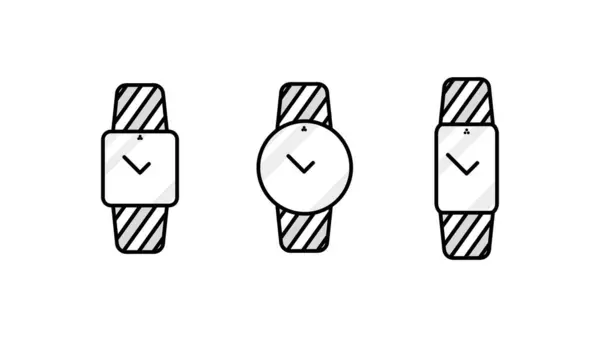 Conjunto Iconos Reloj Inteligente Moderno Moderno Reloj Cuadrado Simple Redondo — Vector de stock
