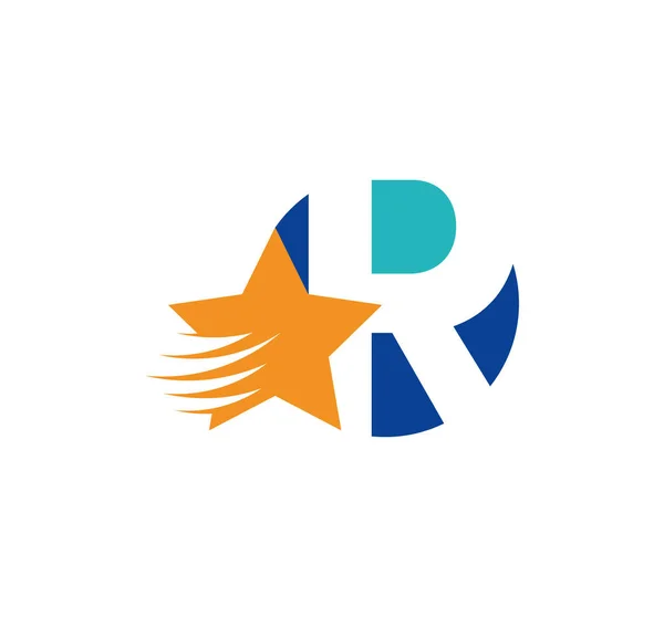 Logotipo Letra Estrella Voladora Creativa Inicial Logo Corporativo Emblema Redondo — Vector de stock