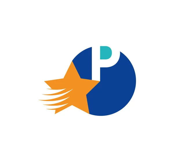 Logo Letra Estrella Voladora Creativa Inicial Logo Corporativo Emblema Redondo — Vector de stock