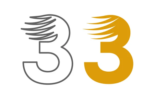 Nummer Logo Und Kreative Fliegende Ziffer Schnelle Abbildung Firmenlogo Emblem — Stockvektor