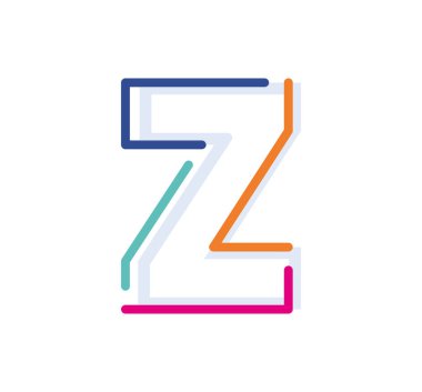 Soyut Harf Z Çizgisi Renkli Doğrusal Logoti. Yeni pop sanat renkleri olan modern harf çizgileri. Yazı tipi alfabe şablonu. Logo ince çizgi biçimini ayarladı.