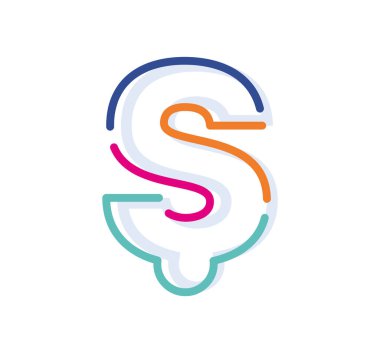 Soyut Harf Satırı Renkli Doğrusal Logosu. Yeni pop sanat renkleri olan modern harf çizgileri. Yazı tipi alfabe şablonu. Logo ince bir çizgi çiziyor. Latin alfabesi.