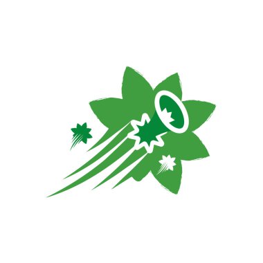 Narcissus logosu. Çiçek logosu yukarı doğru hızlanır. Soyut yeşil yaprak logosu vektör tasarımı. Sağlık sporu, Logotype konsept ikonu. Basit eko logosunu özetle.